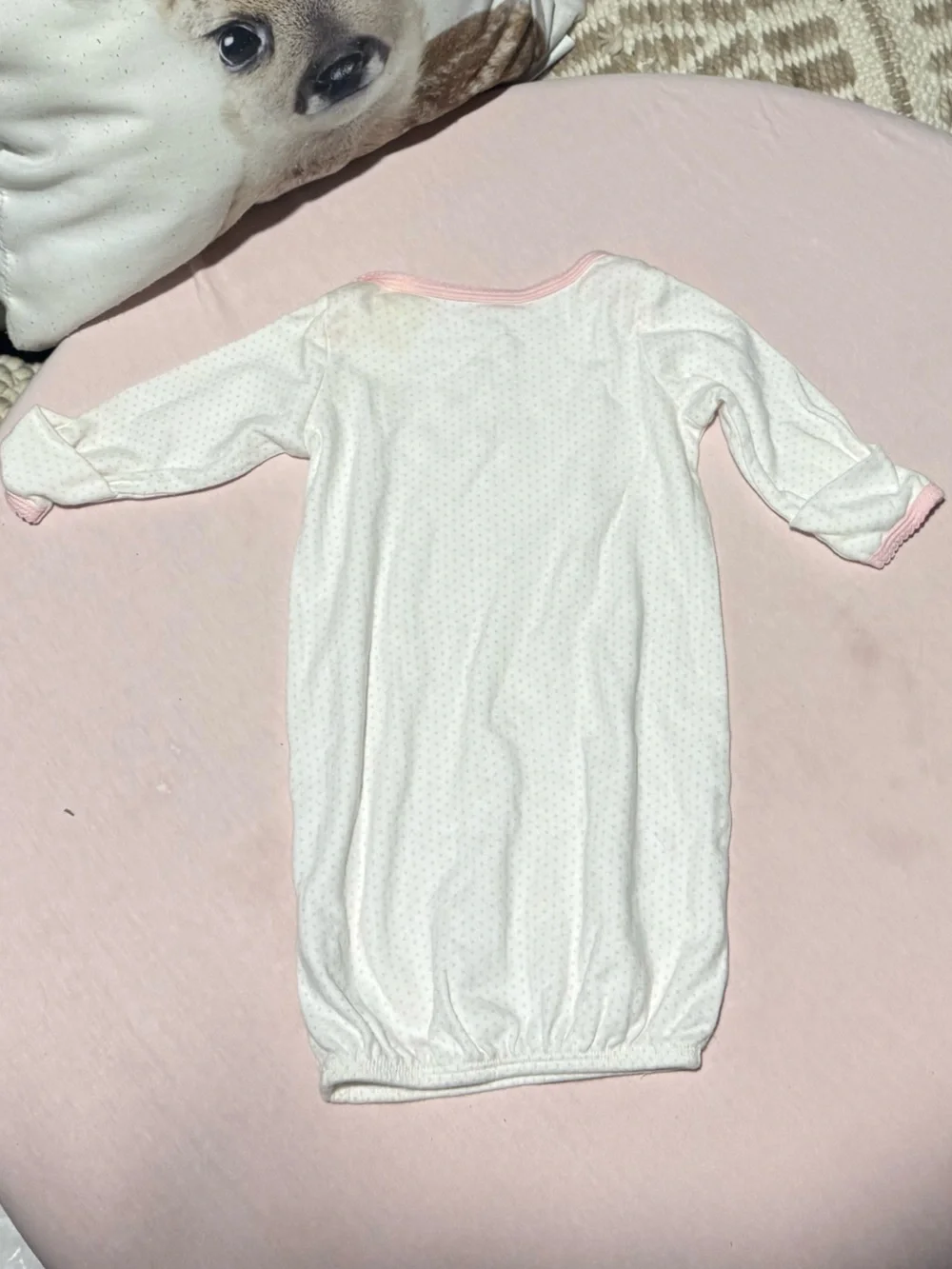 Little Me Pink and White Floral Cotton Infant Nightgown Set 0-3mo